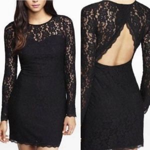 Express Long Sleeve Black Lace Back Cutout Dress New Small